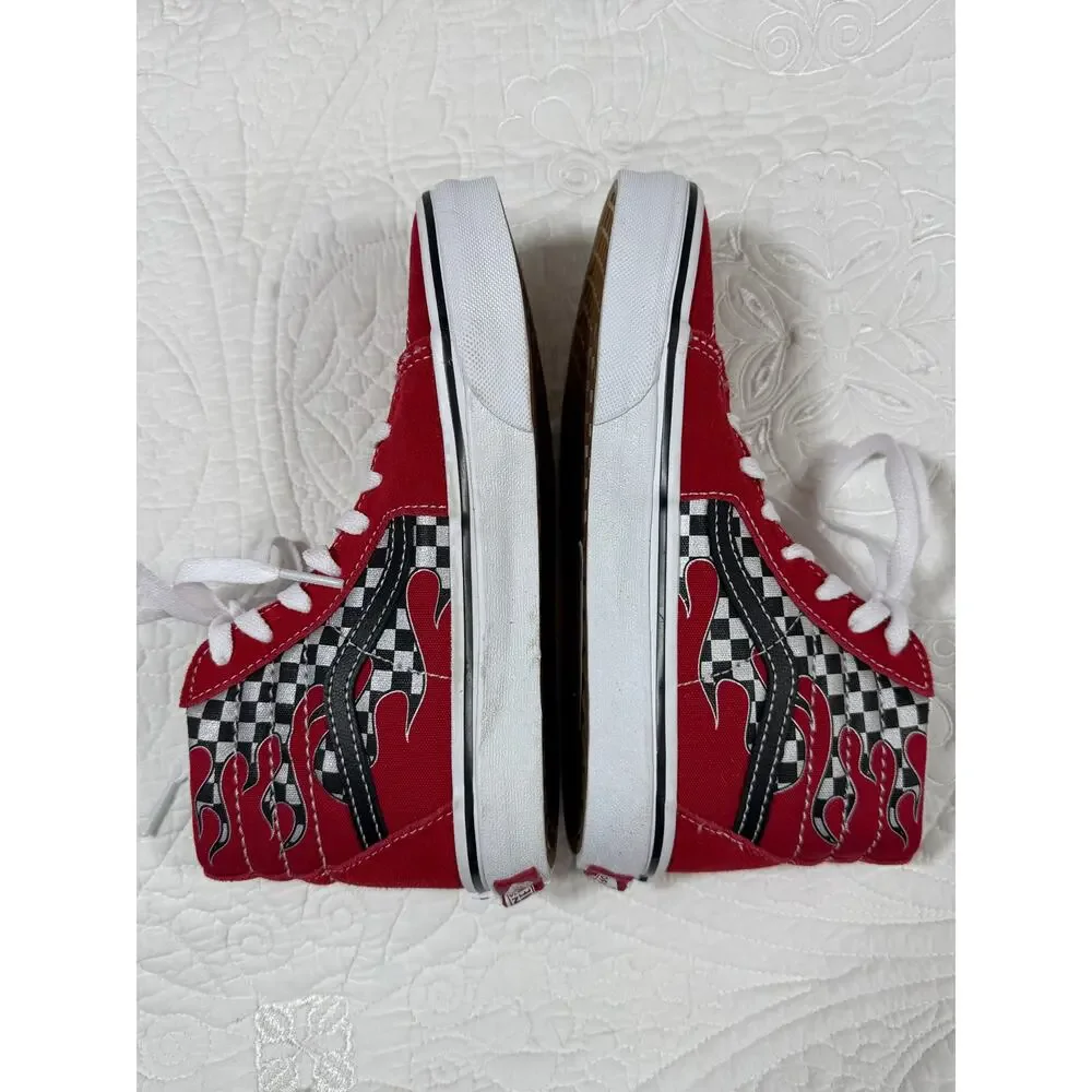 NWOT Vans Kid 3 Red Black White Lace Up High Top Skate Canvas Sneakers